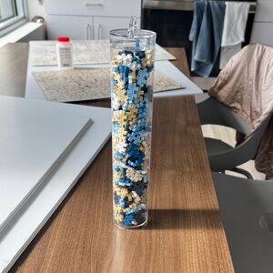 Puzzle Piece Tube - Blue, White, Tan